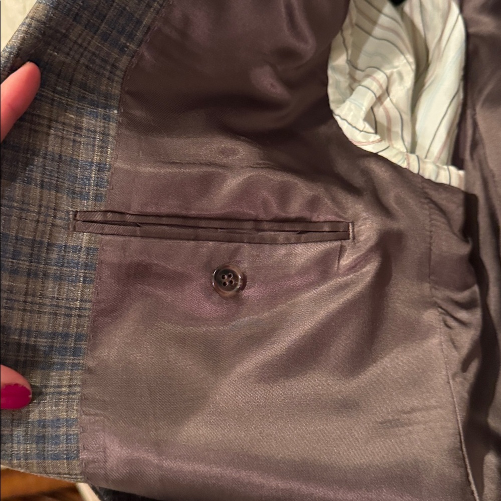 Ralph Lauren Windowpane Wool Silk Linen Blue and Gray Jacket Blazer 40L - Picture 16 of 16
